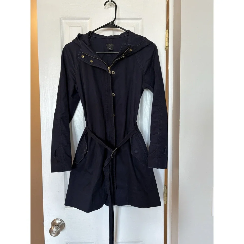 J.Crew Hooded Trench Coat Women's Size 2‎